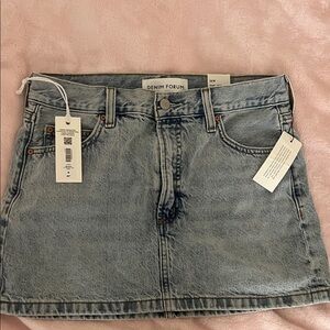 Denim Forum Washed Blue Denim Mini Skirt
